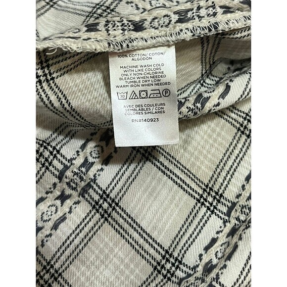 Ann Taylor Loft Plaid Blouse Top Large L Tie Neck Boho - Picture 6 of 6